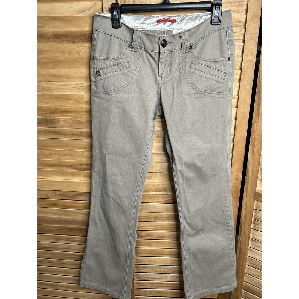 Union Bay Women's Sz 7 Stretch Denim Tan Straight Jeans Mid Rise Pants Khaki